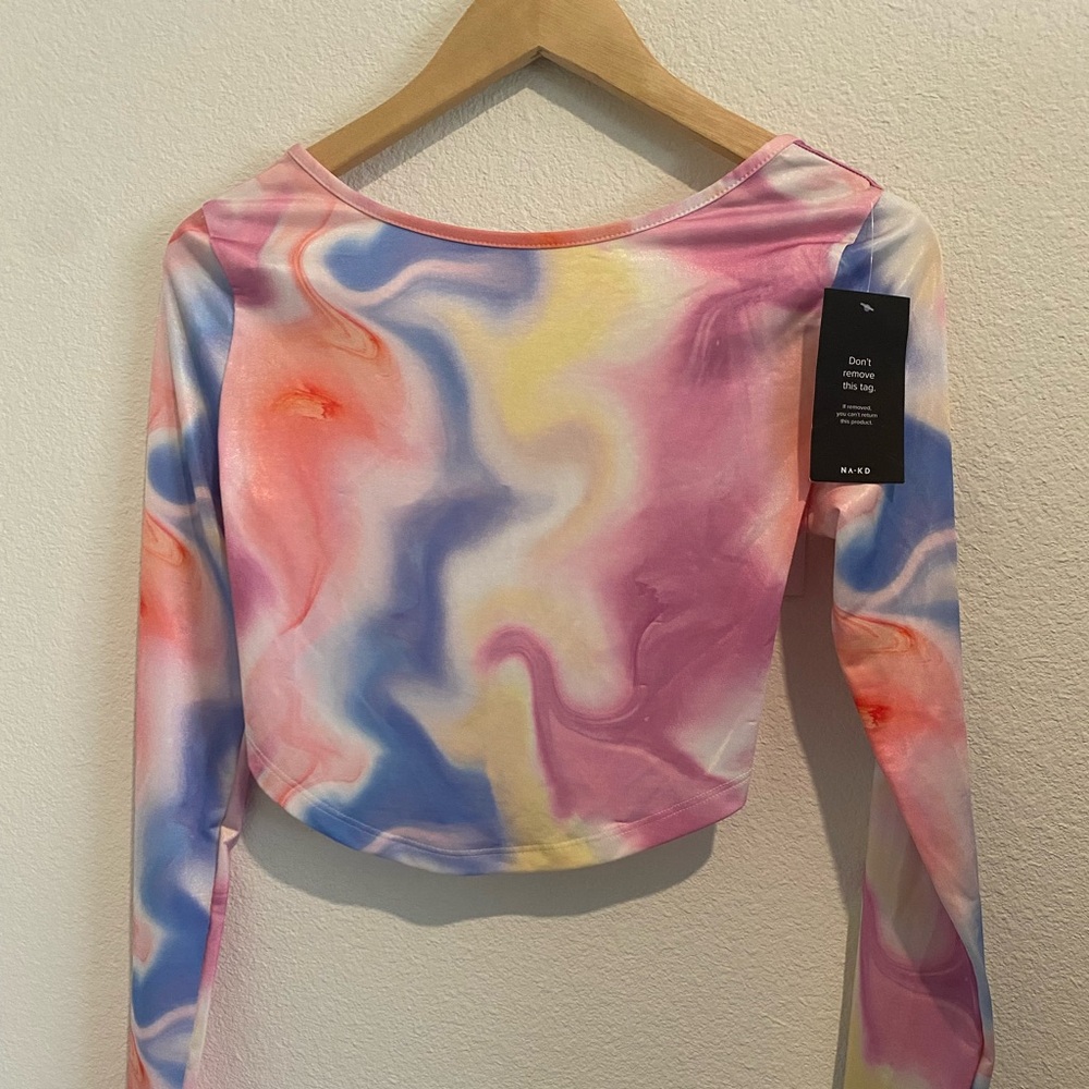 N A-K D ~Printed Tie Back Jersey Top